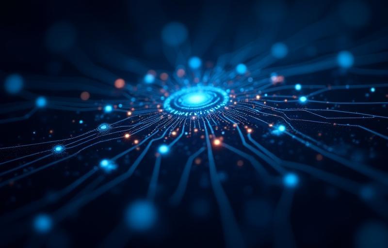 Abstract representation of AI technology and data networks